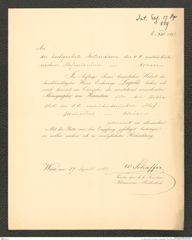 k.k. naturhistorisches Hofmuseum, Intendanzakten 1885-1896 (Hauer), Aktenzahl Z.330/1889, Seite 1